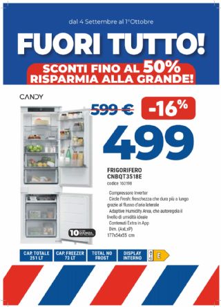 FRIGO CANDY CNBQT3518E INCASSO